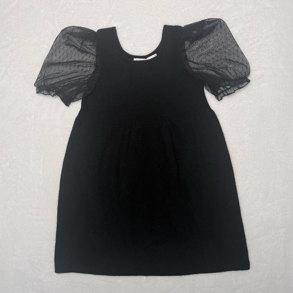 Zara Black Kids Dress with Puff Sleeves